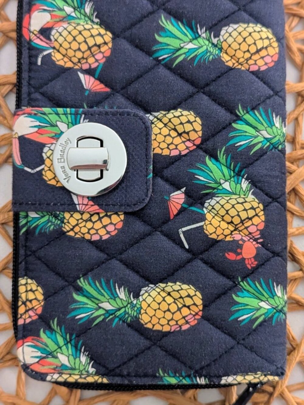 Vera Bradley Cotton Toucan Party Turnlock RFID Wallet with Zipper Section - Picture 3 of 10